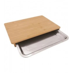 Tabua 40cm por 28cm Ecokitchen Com Bandeja Inox Para Churrasco